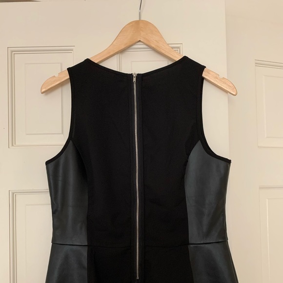 Black Peplum Pleather Top w/ Back Zipper - Picture 2 of 3